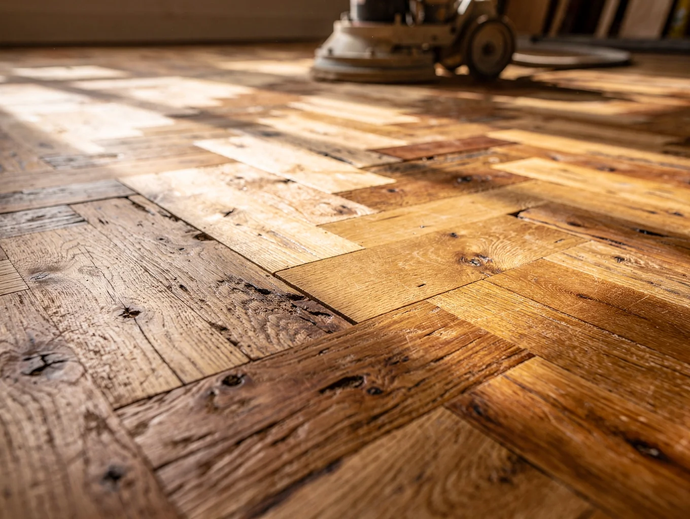Textura de madera noble de taller artesano de parquet
